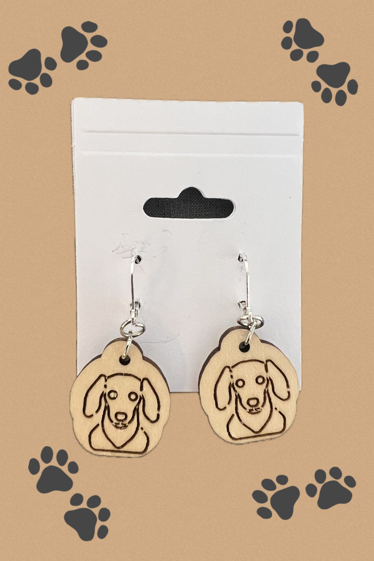 Dachshund earings Engraved on Wood