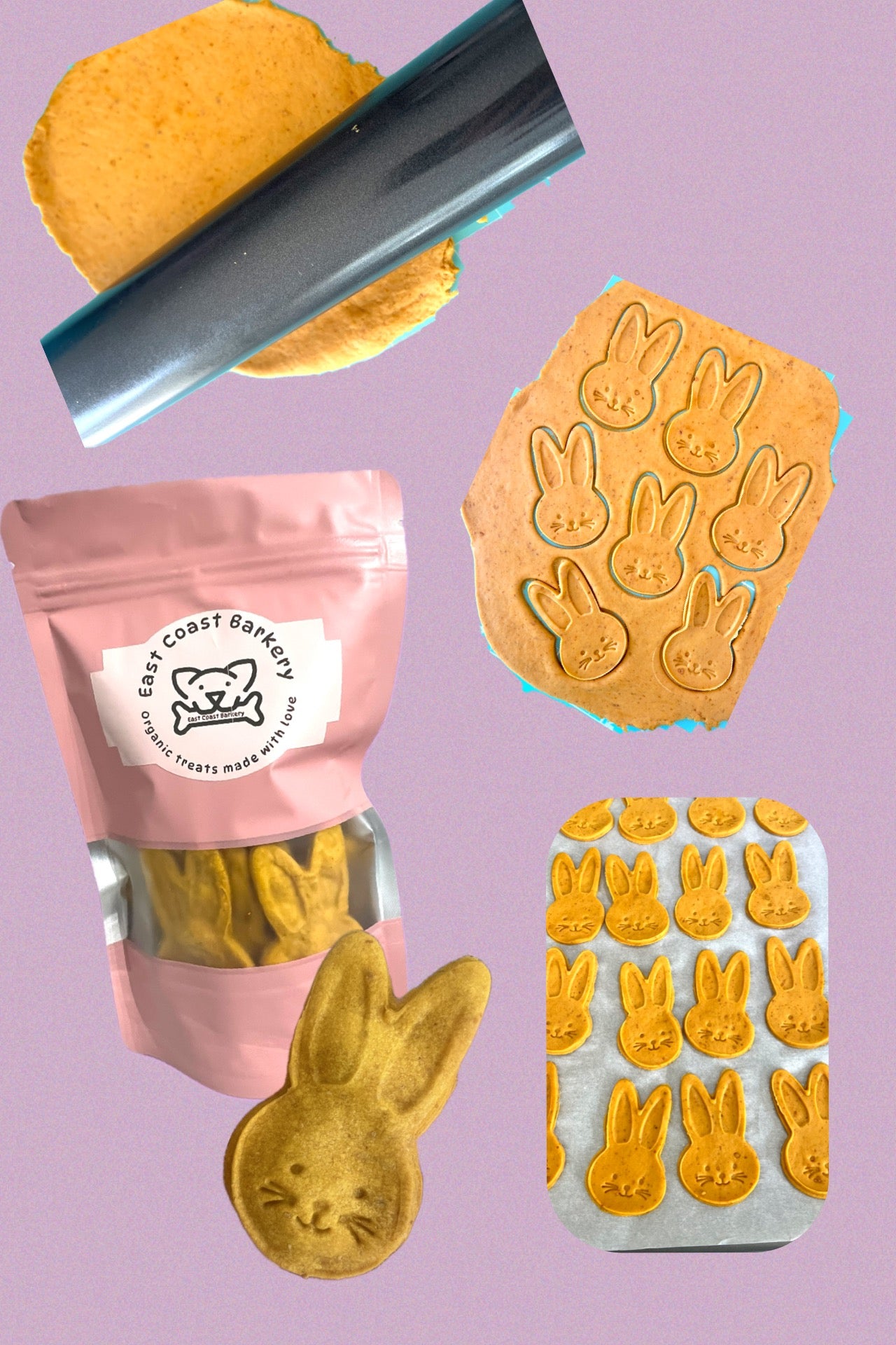 Easter Organic Dog Treats Cute Bunny Shape 2.5"-3"