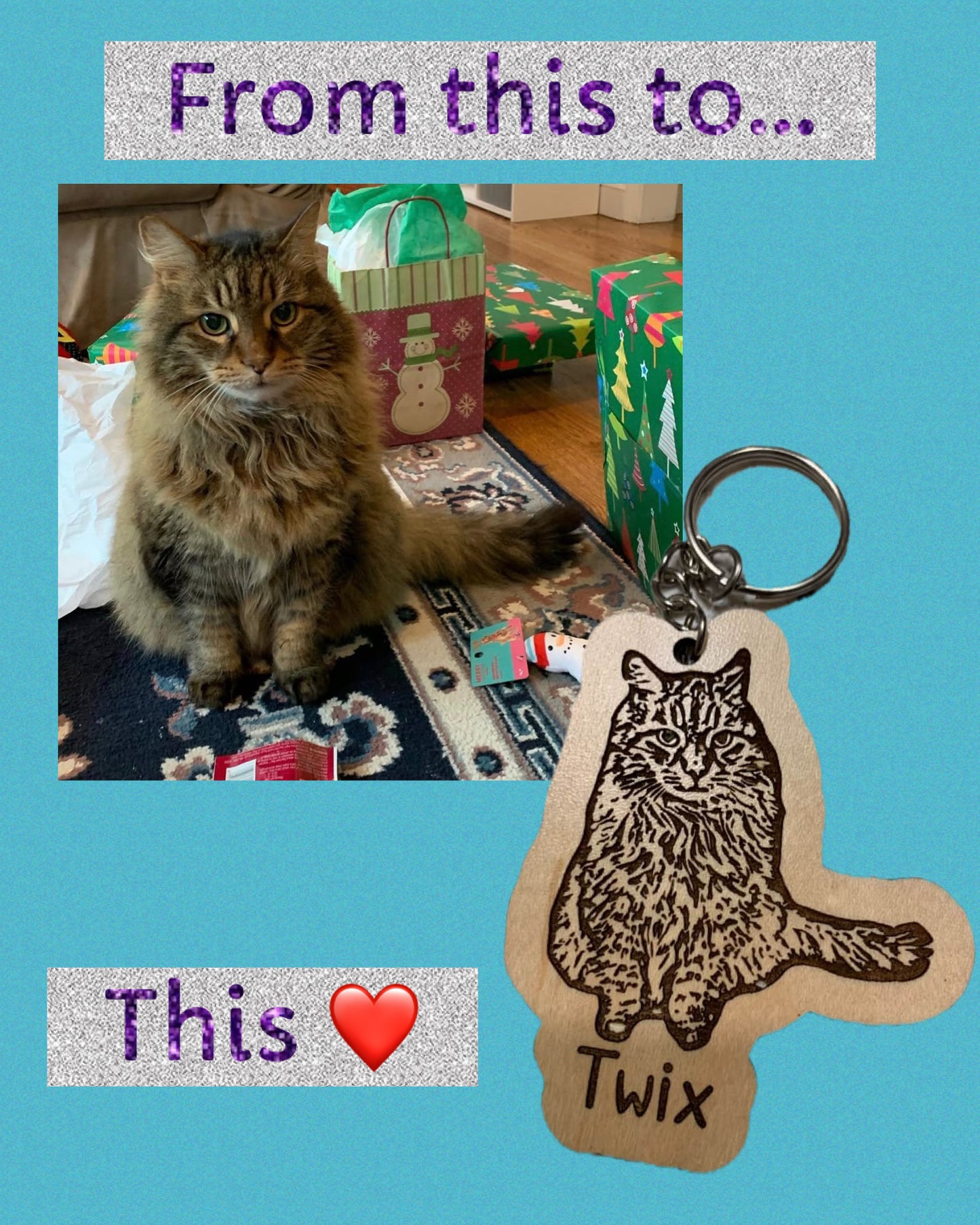 Personalized Photo Engraved To wood Keychain