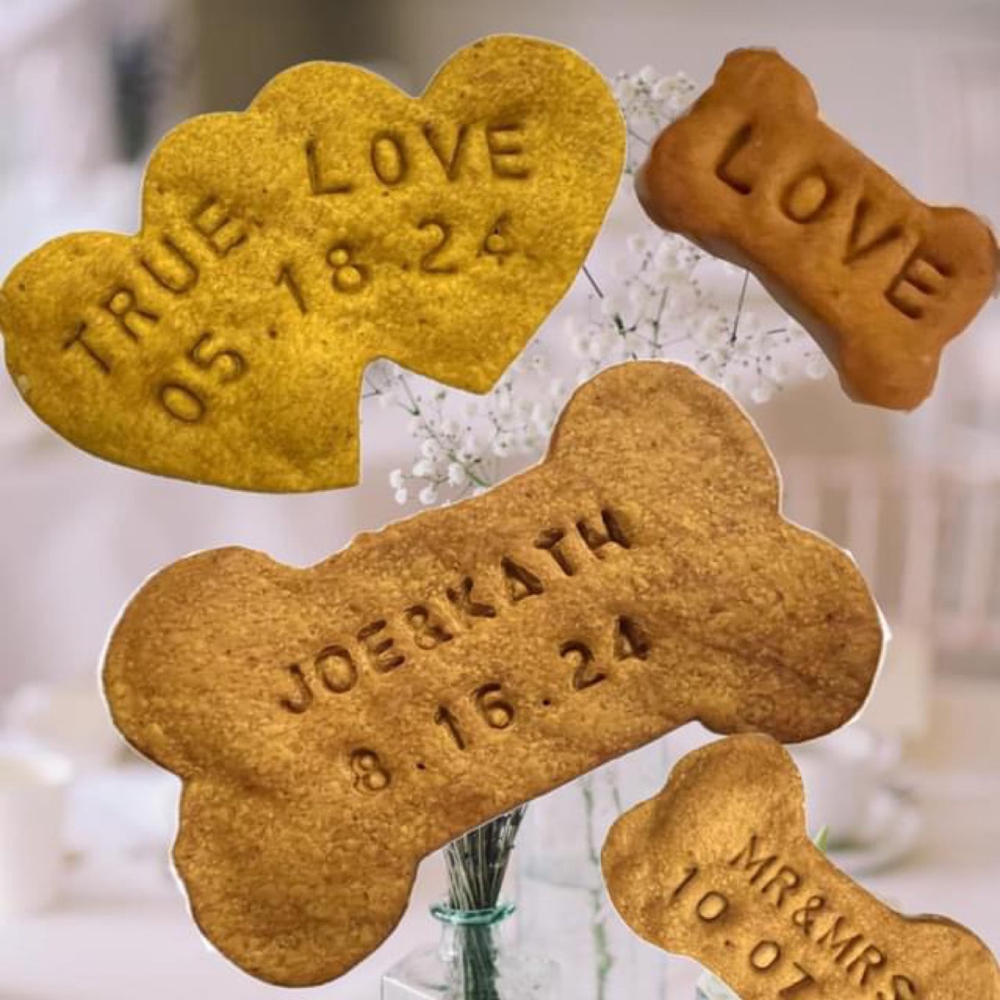 Wedding Dog Organic Treat Favors - Personalized with Wedding Date & Quote. Includes Personalized Labels.