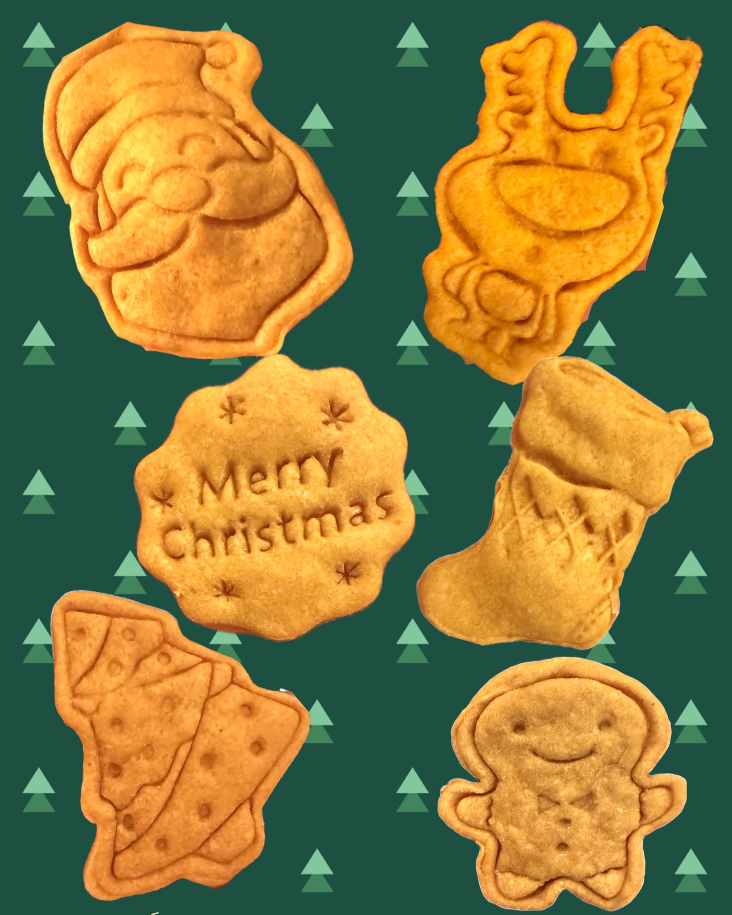 Christmas shaped organic dog treats, peanut butter and pumpkin
