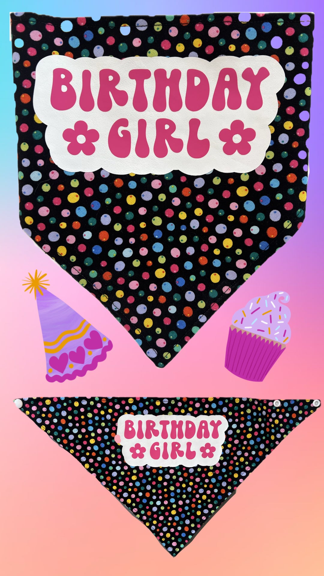Customize Dog Birthday Bandanna with Snaps