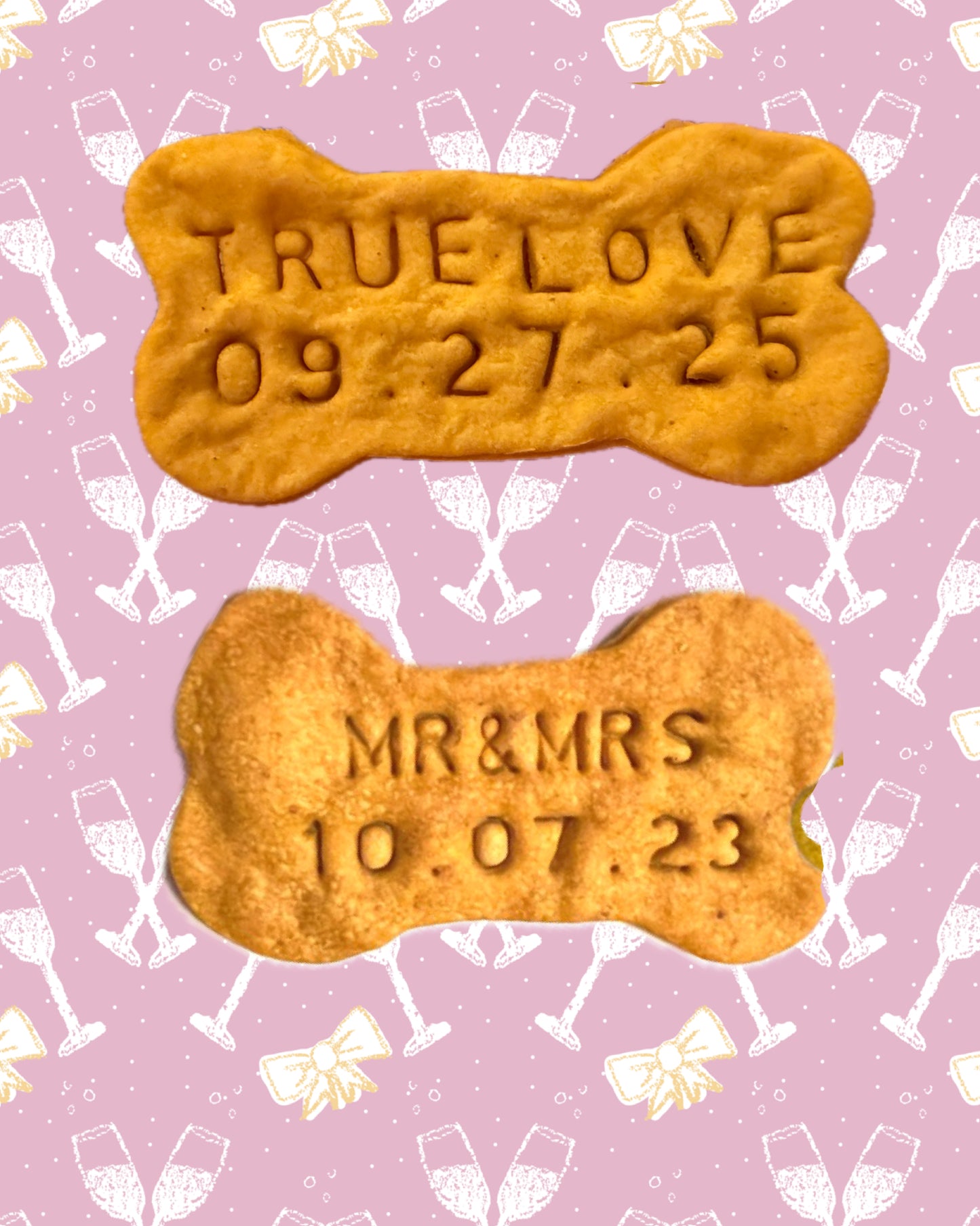 Wedding Dog Organic Treat Favors - Personalized with Wedding Date & Quote. Includes Personalized Labels.