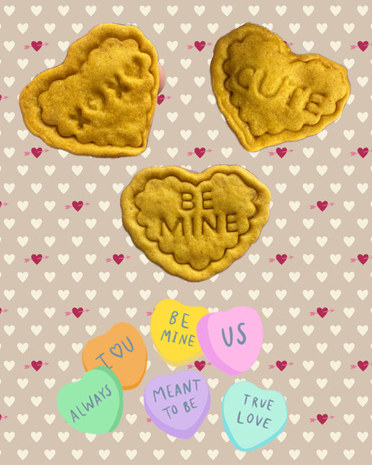 Valentine small organic conversation heart dog treats peanut butter and pumpkin